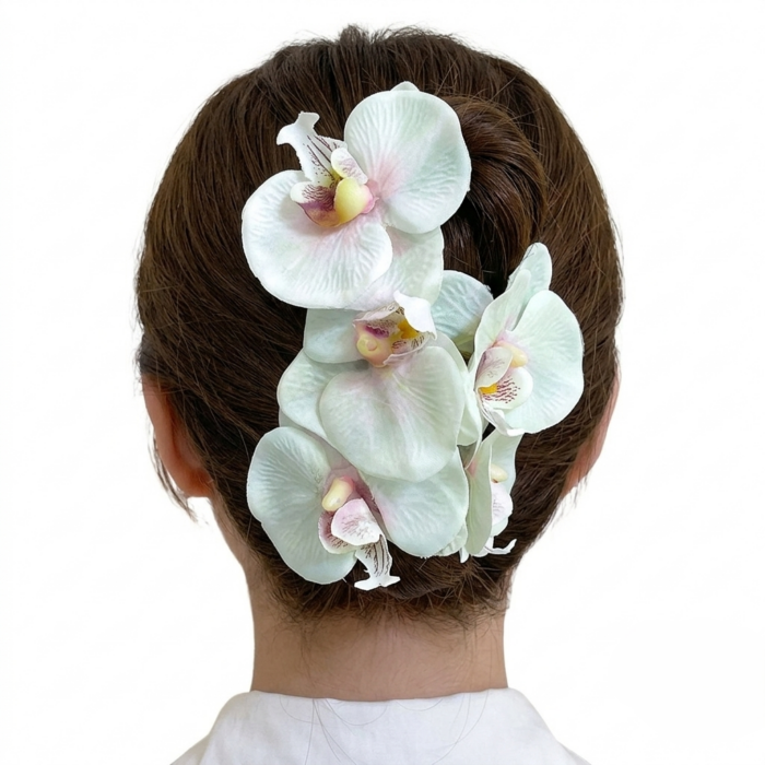 White Orchid Floral Hair Claw Pin (Elegant Look)