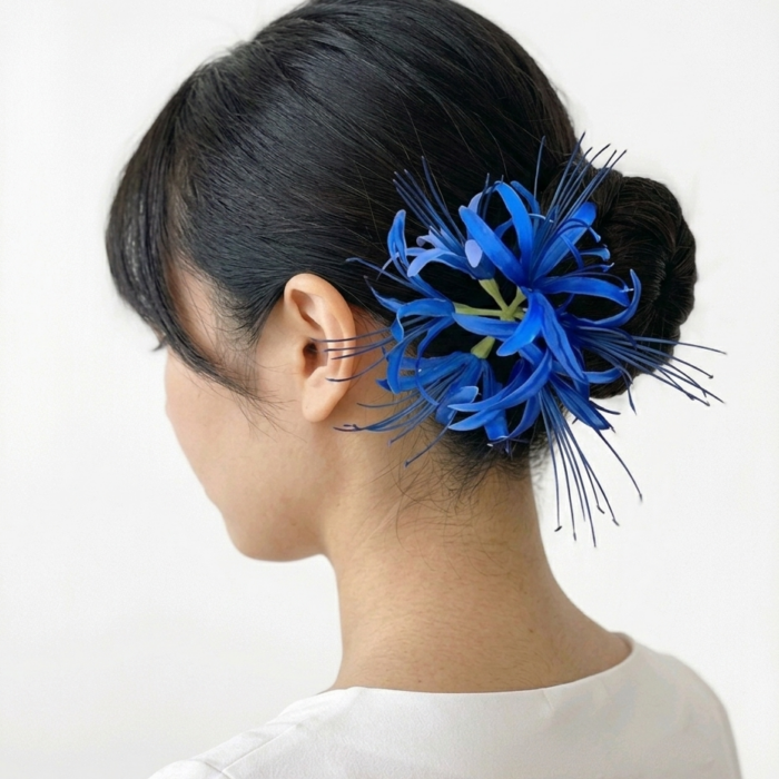 Royal Blue Floral Hair Flower (Scrunch Style)