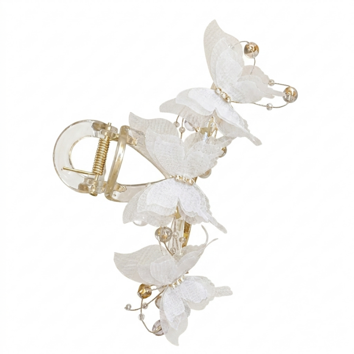 White Floral Hair Claw Pin (Elegant Party Wear)