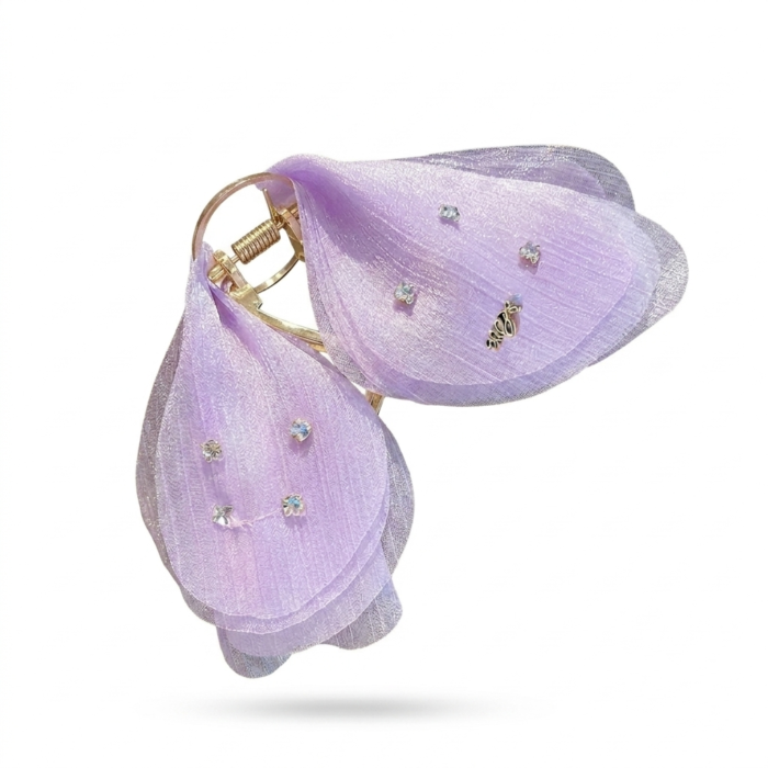 Lilac Butterfly Glitter Hair Claw Pin (Cute & Shimmery)